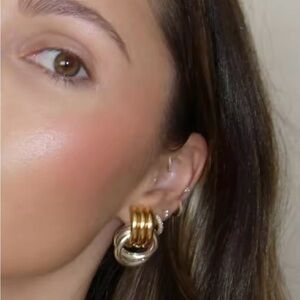 Multilayer Circle Twist Knot Earrings for Women Two Toned